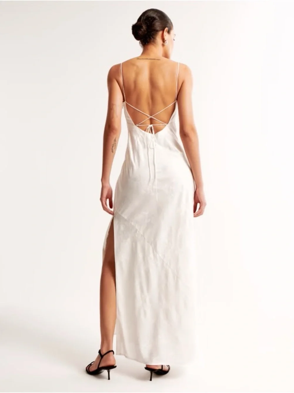 The A&F Julia Slip Satin Jacquard Maxi Dress
